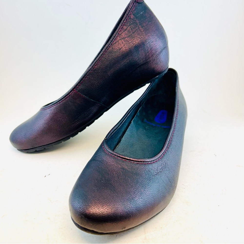 Wolky Black w/Red Metallic Shimmer Valentine Ballernina Wedges, size 40 US 9 - Picture 1 of 11